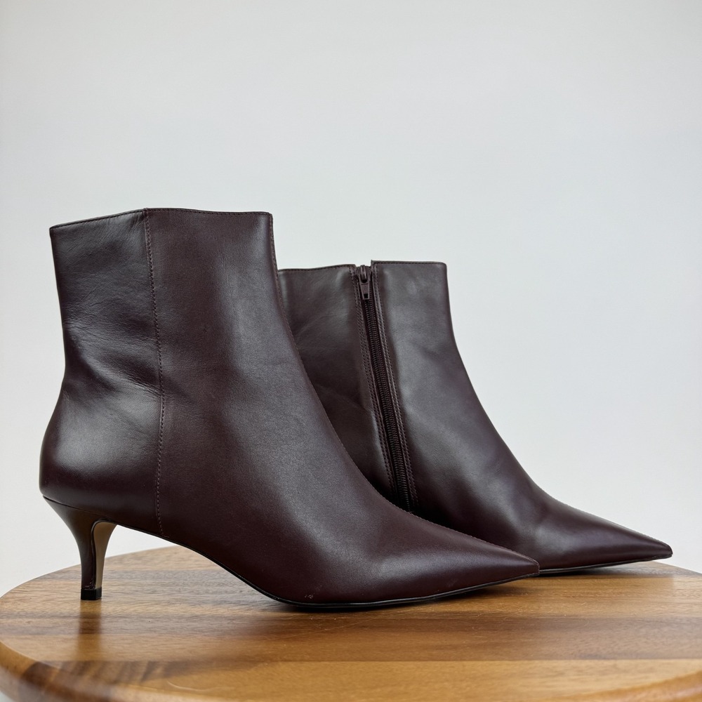 New Womens Dune London‎ Offer Leather Dark Red Kitten Heeled Boots Size EU 41